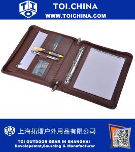 Leather Organizer Padfolio with 3-Ring Binder, Fits Jr Legal / A5 Notepad