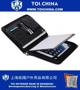 Leather Organizer Padfolio with Handle and Pocket, for iPad and A4 Paper