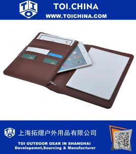 Leather Portfolio with Notepad Holder and Organizer Pockets