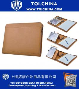 Leather Tablet Portfolio with Flexible Adjustable Tablet Holder for iPad Air, Most 9.7 inch Tablet