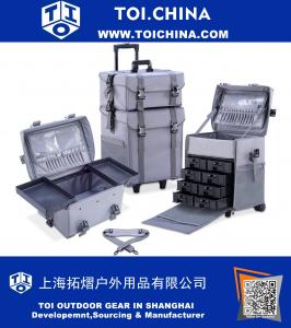 Makeup Artist Trolley Case, Multifunction Cosmetic Organiser with Removable Drawers, Beauty Trolley, Soft Case
