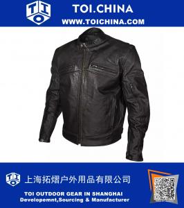 Mens Armored Black Leather Racing Jacket