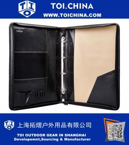 Personalised Black Leather Conference Folder with Ringbinder