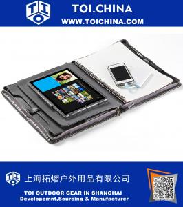 Premium Crocodile-Pattern Padfolio with Mobile Power Cell