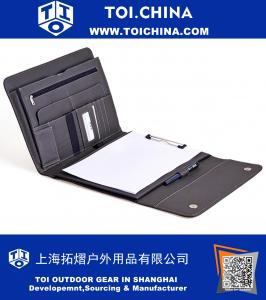 Folio de conférence organisateur en cuir professionnel pour ordinateur portable 11 pouces, papier lettre (A4)