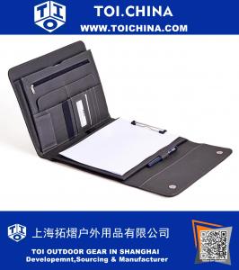 Folio de conférence organisateur en cuir professionnel pour ordinateur portable 11 pouces, papier lettre (A4)