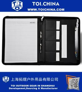 Professional Zipper Letter Size Executive Padfolio Portfolio with Writing Pads, Left Handed and Right Handed Use