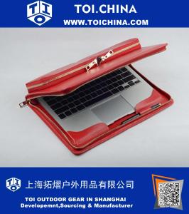 Étui portefeuille à fermeture éclair en cuir rouge pour Macbook Air 13 pouces