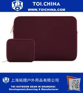 Water Repellent Lycra Sleeve Bag Cover for 13-13.3 Inch Laptop with Small Case for MacBook Charger, Wine Red