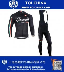 Roupas de inverno para ciclismo de bicicleta com camisa térmica em jersey e calça meia-calça kits