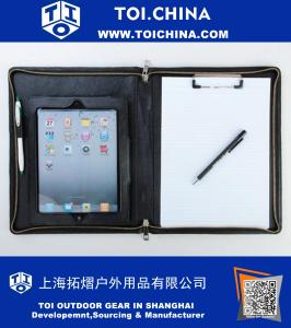 Étui portefeuille en cuir pour iPad avec bloc-notes et poche pour iPad 3