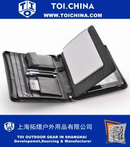 iPad folio case with notepad in Black genuine leather